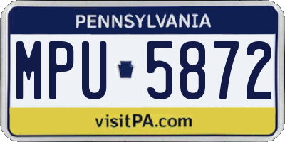 PA license plate MPU5872