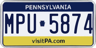 PA license plate MPU5874