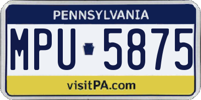 PA license plate MPU5875