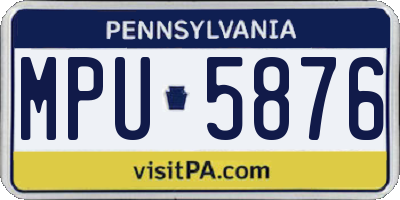 PA license plate MPU5876