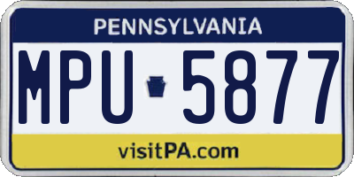 PA license plate MPU5877