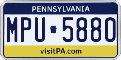 PA license plate MPU5880