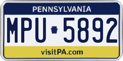 PA license plate MPU5892