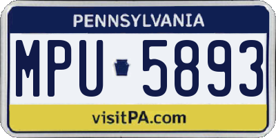 PA license plate MPU5893