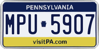 PA license plate MPU5907