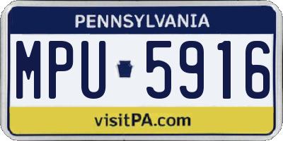 PA license plate MPU5916