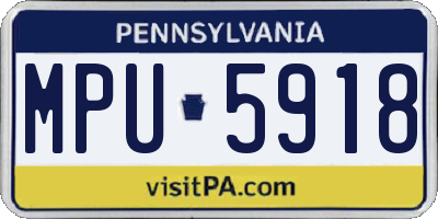 PA license plate MPU5918
