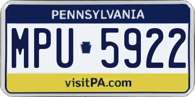PA license plate MPU5922