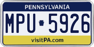 PA license plate MPU5926