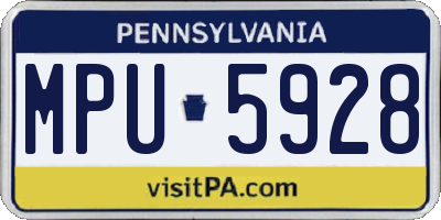 PA license plate MPU5928