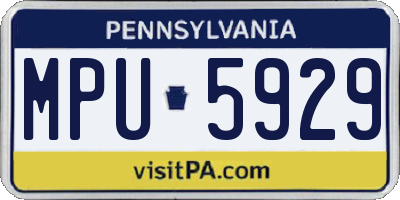 PA license plate MPU5929