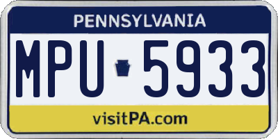 PA license plate MPU5933
