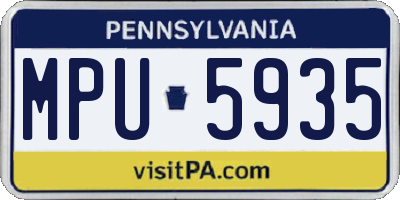PA license plate MPU5935