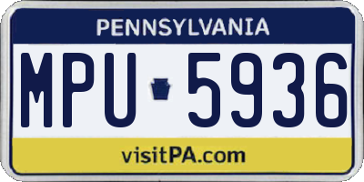 PA license plate MPU5936