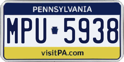 PA license plate MPU5938