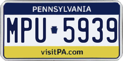 PA license plate MPU5939