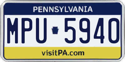 PA license plate MPU5940