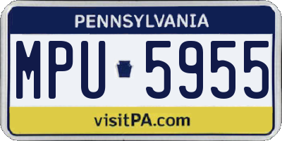 PA license plate MPU5955