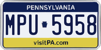 PA license plate MPU5958
