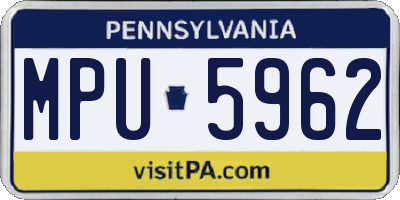 PA license plate MPU5962