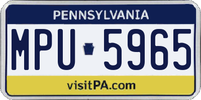 PA license plate MPU5965