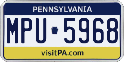 PA license plate MPU5968