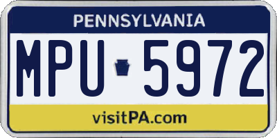 PA license plate MPU5972