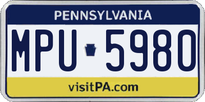 PA license plate MPU5980