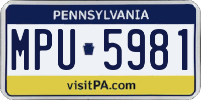 PA license plate MPU5981