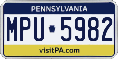 PA license plate MPU5982