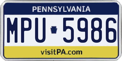 PA license plate MPU5986
