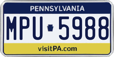 PA license plate MPU5988