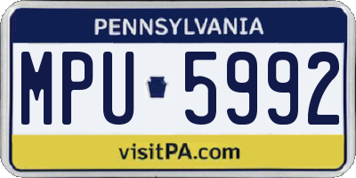 PA license plate MPU5992