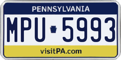 PA license plate MPU5993
