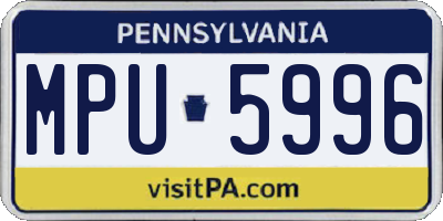 PA license plate MPU5996