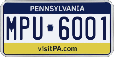 PA license plate MPU6001