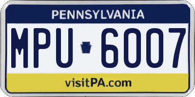 PA license plate MPU6007