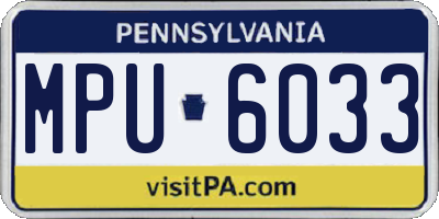 PA license plate MPU6033