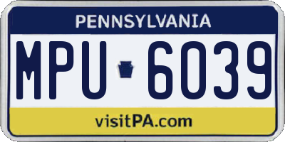 PA license plate MPU6039