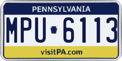 PA license plate MPU6113