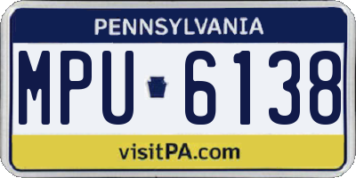 PA license plate MPU6138