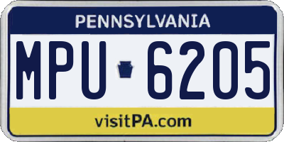 PA license plate MPU6205