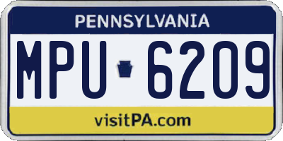 PA license plate MPU6209