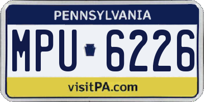 PA license plate MPU6226