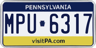 PA license plate MPU6317