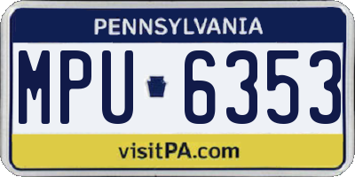 PA license plate MPU6353