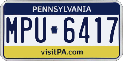 PA license plate MPU6417