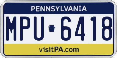 PA license plate MPU6418