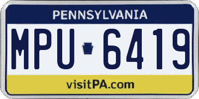 PA license plate MPU6419