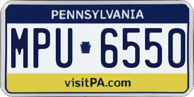 PA license plate MPU6550